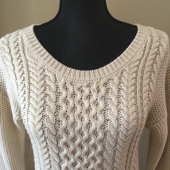 Pink Rose Cable Knit Sweater Dress Cream Womens S - Picture 2 of 8